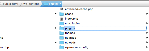 Screenshot of renaming the WordPress plugins folder