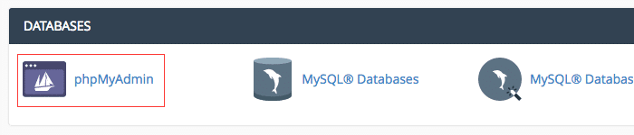 phpmyadmin in cpanel
