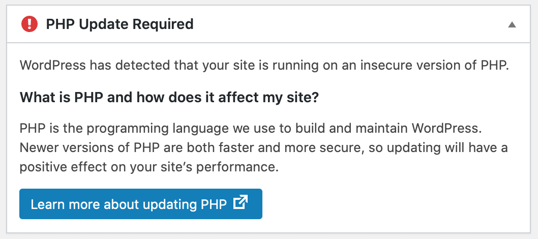 WordPress Updates Minimum PHP Recommendation to 7.2 | Cinch Web Services