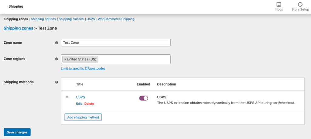 WooCommerce USPS Shipping Integration - Edit Shipping Method