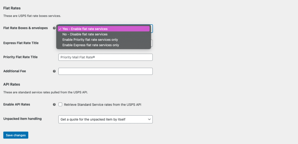 WooCommerce USPS Shipping Integration - Flat Rate vs API Rates